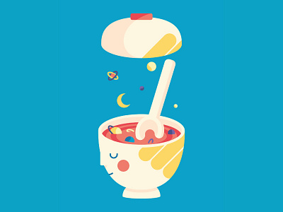 CAOS ILLO caos cosmo cup design draft graphic head illustration moon soup vector world