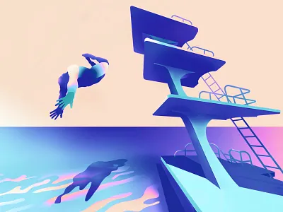 dive architecture characters illustration illustrator minimalist shading vector