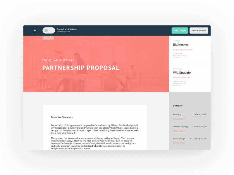 Lasso Proposal Motion animation app focus lab live edit motion proposal sidebar ui ux