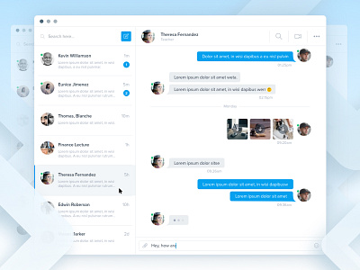 Messages Web App application blue chat conversation dashboard education groups messages ui ux web website