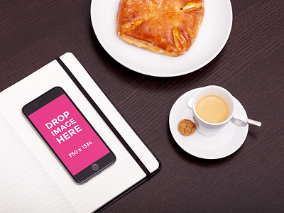 An iPhone 6S with a quark turnover and espresso apple iphone iphone 6 iphone 6s mock up mock ups mockup mockups presentation showcase showcaseme smartphone