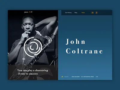 Jazz Radio John Coltrane clean colors design interface jazz music radio responsive site ui ux web