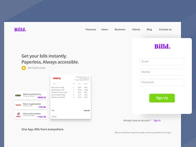 001 DailyUI - Signup page billed dailyui landing page minimal signup website