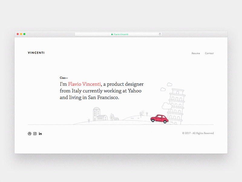 Personal Website css fiat icons illustration italy landing page motion ui ux web website wobble