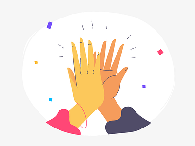 High Five to Illustration Exploration celebrate confetti design exploration five graphic hands high illustration