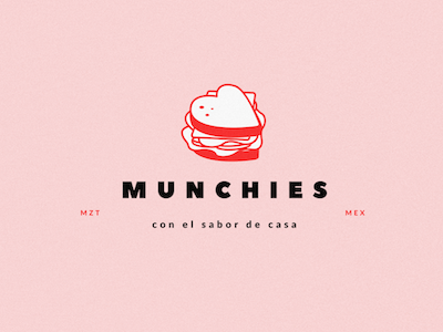 Munchies branding food hamburger heart logo mazatlan mexico sandwich