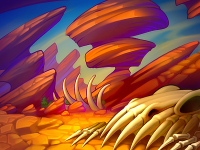 Canyon 2d art background canyon design environment fantasy game house landscape monstergotchi