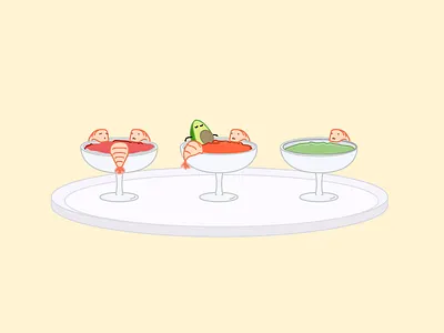 Shrimp Cocktail art avocado cartoon character design devious food illustration theme park visual