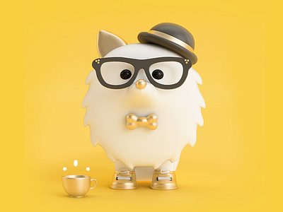 NICOLAS ELEGANTE 3d character dog hipster illustration