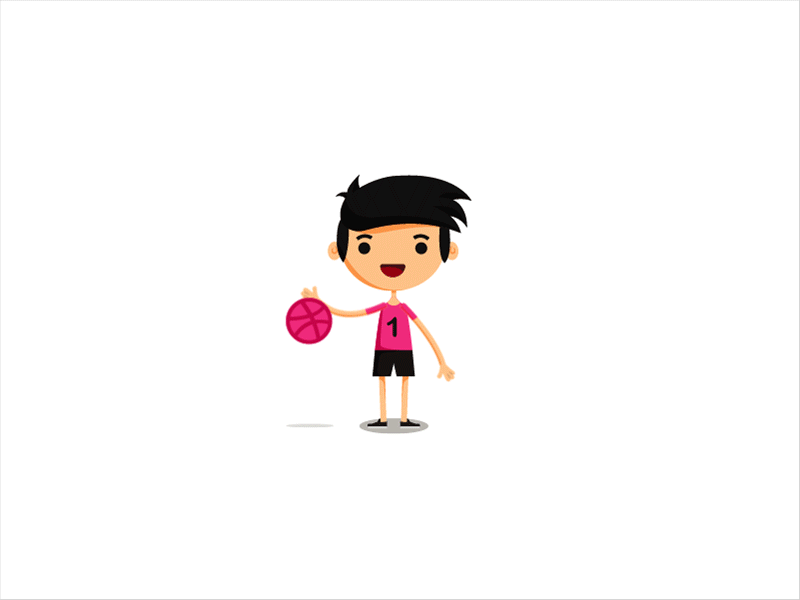 Hello Dribbble ball character debut shot hello dribble