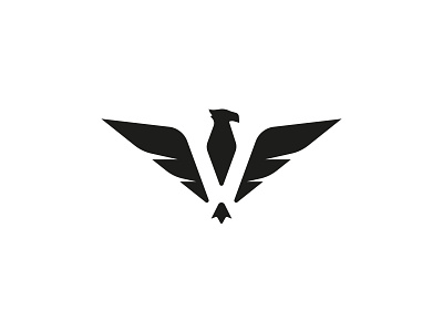 vEagle c2 bird brand decorative eagle letter logo negative simple v wing