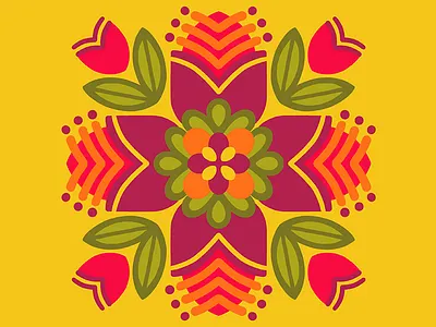 100 days of prints and patterns [56] bright colorful digital floral flower graphic mandala pattern pattern design print surface design vector