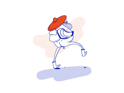 Blue barba №1 beard blue doodle grandfather outline random red thingie