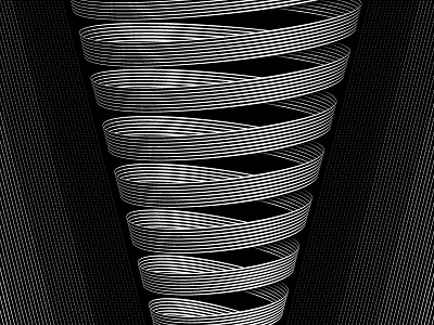 Day71- 'Funneled' 100days 3d black and white blend tool funnel lines opart shadows vector