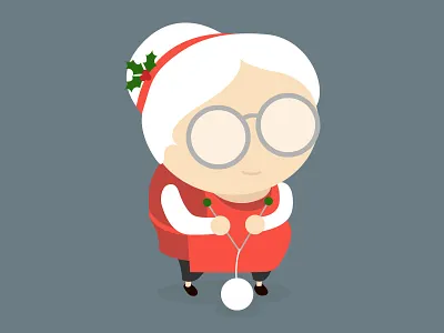 Granny Claus character character design christmas grandma holly illustration illustrator knitting smile vector wool