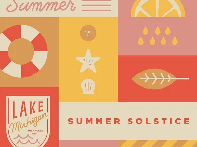 Summer Solstice badge icon illustration summer