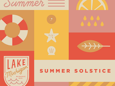 Summer Solstice badge icon illustration summer