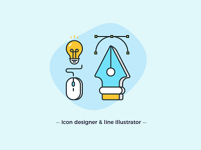 Icon designer bulb computer design light mobile mouse pen ui ux vector