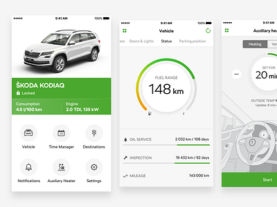 ŠKODA Connect automotive car connect design green ios remote skoda