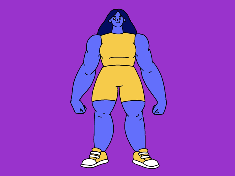 freja animatecc animation flash gif muscles stong turnaround woman