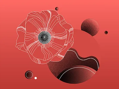 Poppy's world botanic floral flower geometric grain illustrator pink poppy red vector vegetation