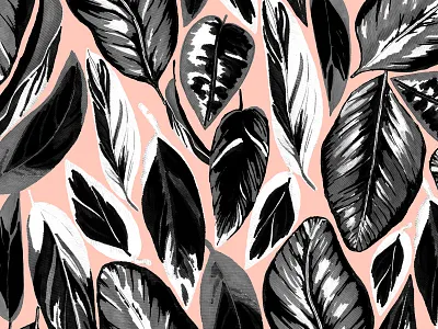 black and grey leaves botanic botanical floral green grey leaves nature pale pattern pink