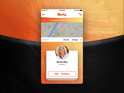 Brushh : List screen android app brush concept hairstylist interface ios lifestyle orange uber ui ux