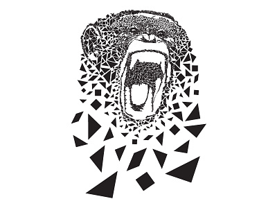 Primate animal black white deconstruction illustration monkey nature primate scream shapes tangram