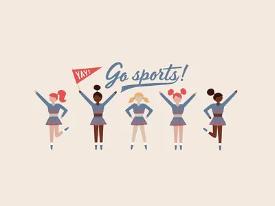 Cheerleaders for Yay! Go sports! Podcast art illustration podcast
