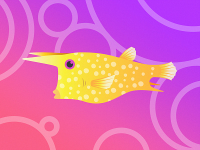 Gillustrations - Longhorn Cowfish bright colorful cowfish fish profile gills gillustration gillustrations gradient illustration longhorn ocean sea