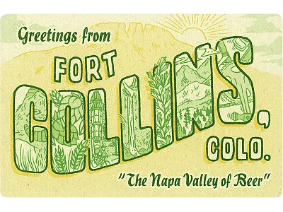 Self Promo Postcard beer colorado design lettering postcard print promotion promotional texture vintage