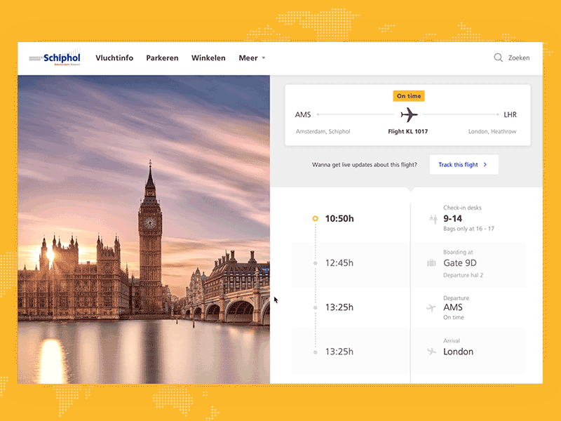 Schiphol - Animation Flightdetails airline airport animation flat flight motion photography principle smart timeline travel ui