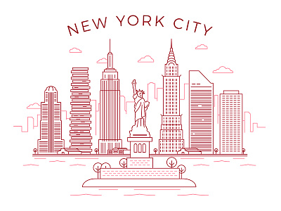 New York City Skyline liberty new york nyc skyline stroke travel