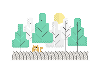 🐱 + 🌲 cat character design illustration texture trees vector