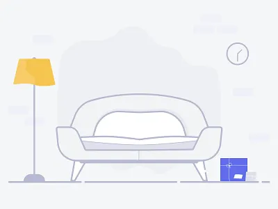 Couch illustration box couch gift home illustration lamb line minimal product sazito wall