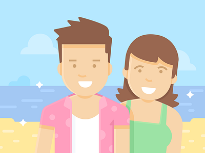 Smile! art couple flat girl guy illustration