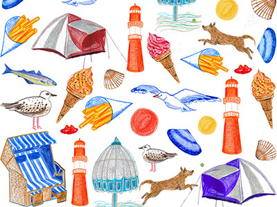 Summer pattern design beach holidays icecream lighthouse patterndesign seagull seashell summer summerpattern summertime sun