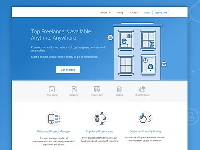 Freelancer Illustration blue freelance freelancing icons illustration symbols ui vector website