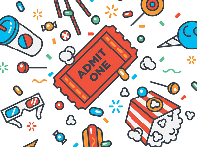 Invites beta cage illustration invite popcorn signup ticket