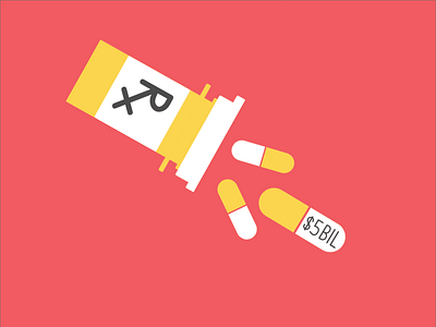 Pills coral gold gray illustration money pils pink white
