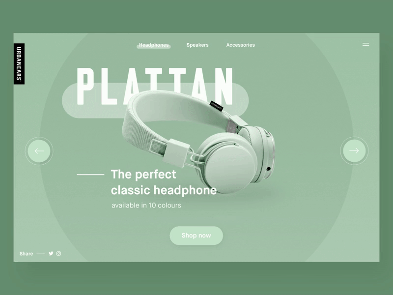 Urbanears Landing Page Interaction clean headphones home screen interaction landing page minimal pastel ui user interface ux web design website