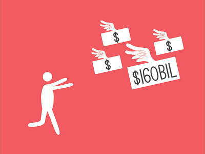 Flying Money coral flying grey illustration money pink running white