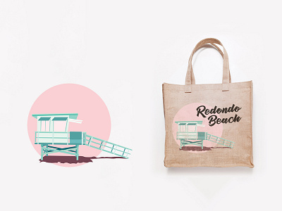 Redondo Beach bag beach california flat illustration lifeguard redondo beach tote