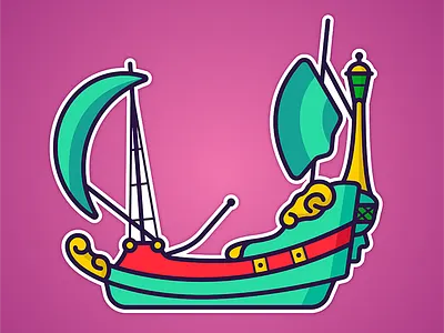 Peter Pan's Flight boat disney disney world illustration peter pan pirate ship ride sticker vector