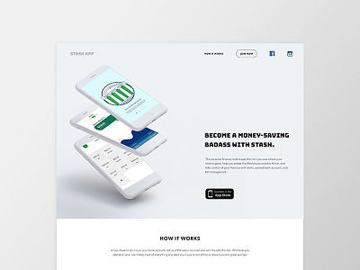 003 - Landing Page: Stash, A Personal Finance Mobile App 003 app dailyui finance landing page minimal mockup responsive stash user interface web