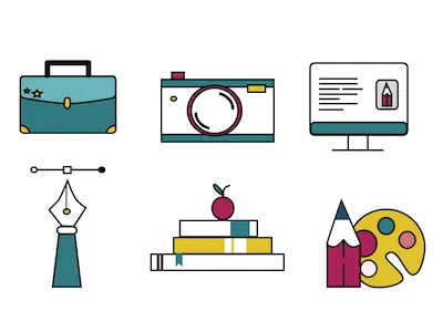 Resume Icons camera design icons pencil resume school vector web