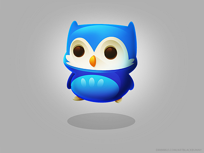 Owl birg blue character design game icon owl screen ui