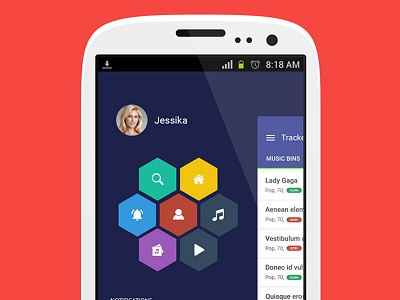 Circular Navigation android menu nav slideout