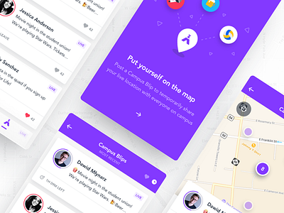 BlipMe - Sneak peak app blipme blips campus cards ios location map mobile people social