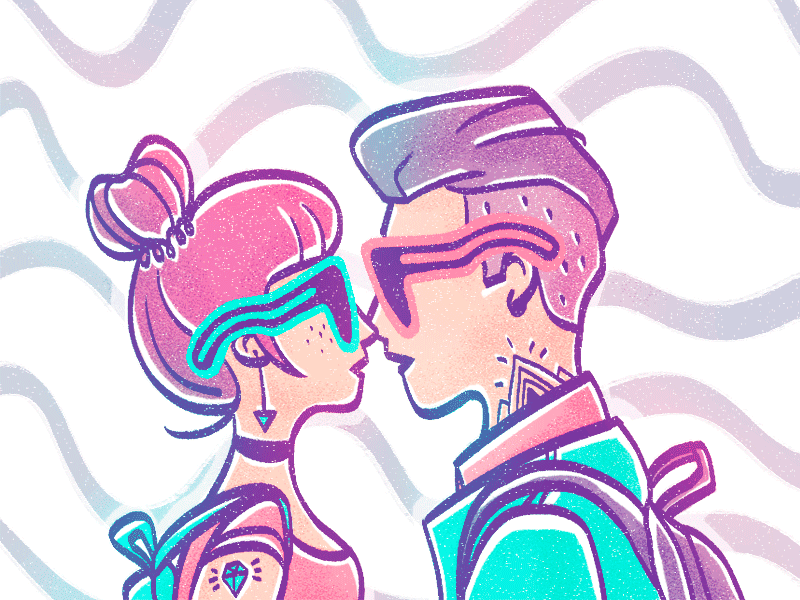 Neon glasses (white version) animation boy character draw girl glasses illustration music neon pattern sketch